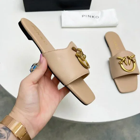 Pinko Nude Pink Flying Bird Sandals